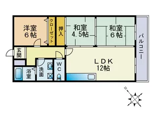 クレスト尾崎1号館【1階】の間取り