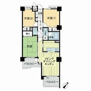 ライオンズマンション庄内緑地【305号室】の間取り