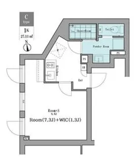 LEGALAND白金高輪【4階】の間取り