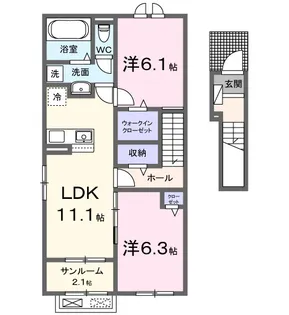 クレールB【2階】の間取り