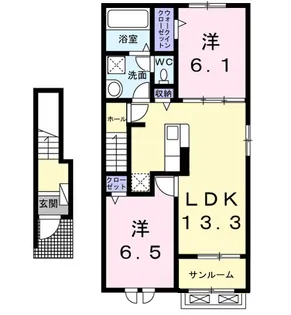 K’sヴィレッジ旭A【2階】の間取り