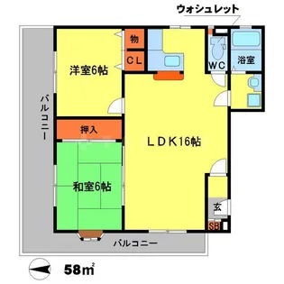 ウィンディ緑地【2階】の間取り