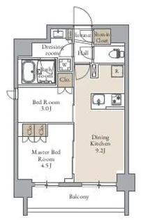グランカーサ三ノ輪Ⅱ【0905号室】の間取り