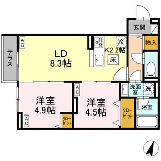 セレスティア中央 II【1階】の間取り