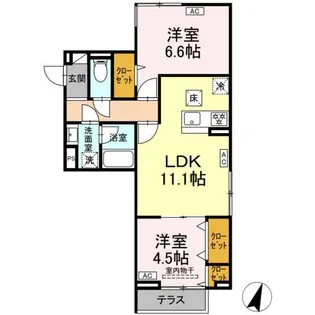 セレスティア中央 II【1階】の間取り