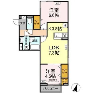 セレスティア中央 II【2階】の間取り