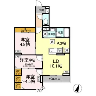 セレスティア中央 II【3階】の間取り