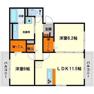 ゲーテッドシティ豊里【2階】の間取り