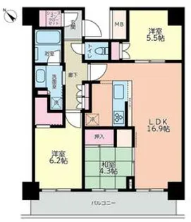 リヴァリエC棟【2725号室】の間取り
