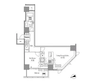 レジディアタワー目黒不動前【6階】の間取り