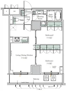 ONE ROOF RESIDENCE NISHINIPPORI【15階】の間取り