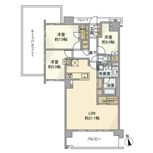 プラウド中野島【7階】の間取り