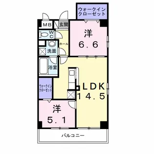 ドミールⅡ オオハマ【2階】の間取り