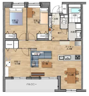 シュロス桃山台【3階】の間取り