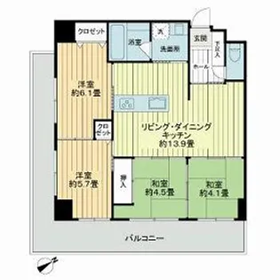 ウイングシャトー那覇リバーガーデン【4階】の間取り