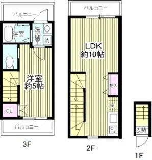 チェスナッツ蒲田【203号室】の間取り