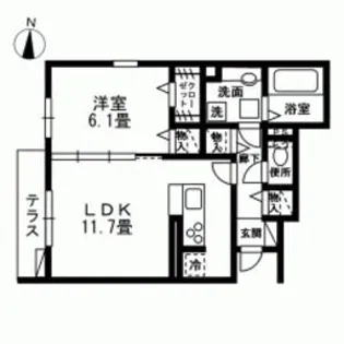 ロビニア蓮沼【1階】の間取り