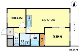 ボヌールリーブ・T【502号室】の間取り