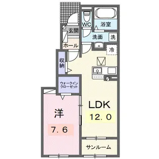 プラシード・KUROSU【1階】の間取り