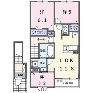 フェリーチェ【202号室】の間取り