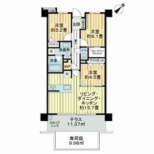 ライオンズみずほ台サーパスレジデンス【1階】の間取り