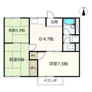 力川ハイツ A棟【A7号室】の間取り
