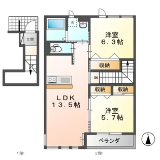 ユニヴァリーラビータ【2階】の間取り