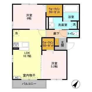 Le・chainon【201号室】の間取り