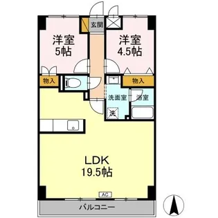 グランディス新八柱【4階】の間取り
