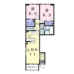 高根沢町宝積寺アパート(028752801)【1階】の間取り