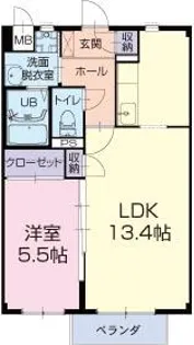 クレア一本木【202号室】の間取り
