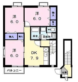 アメニティ鶴田A【2階】の間取り