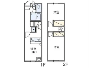 レオパレスセナファミリー Ⅱ【102号室】の間取り