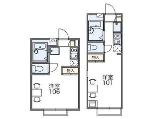 レオパレスセゾン【102号室】の間取り