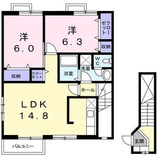 カメリアA【2階】の間取り