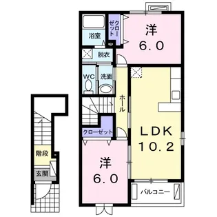ヒルサイド・ブローテC【2階】の間取り