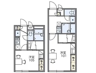 レオパレスアーベントロート【1階】の間取り