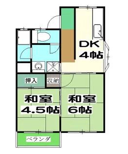 長曽ハイツⅠ【6号室】の間取り