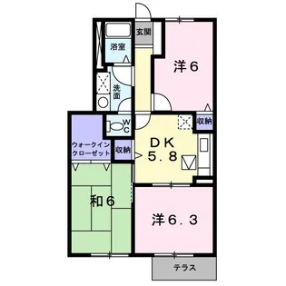 パパイヤプレースA【1階】の間取り