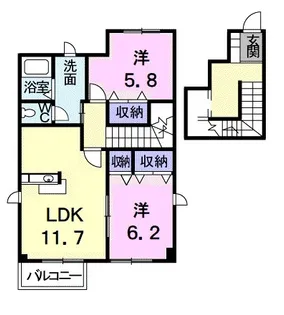 ポートヒルズ.ヴィラA【2階】の間取り