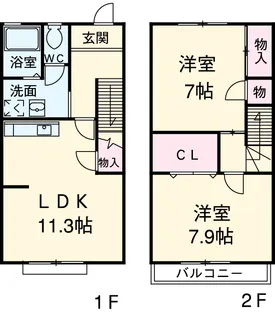 アヴァンティ B【2号室】の間取り