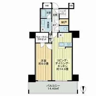 リュークスタワー ザ・イースト【0523号室】の間取り