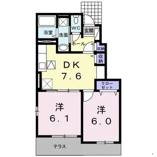 グリ−ンヒルB【1階】の間取り