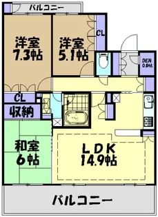 エアーズシティ ブライトコート【606号室】の間取り