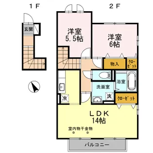 イースト コテージ【2階】の間取り