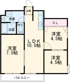 パーソンシティ中田【401号室】の間取り