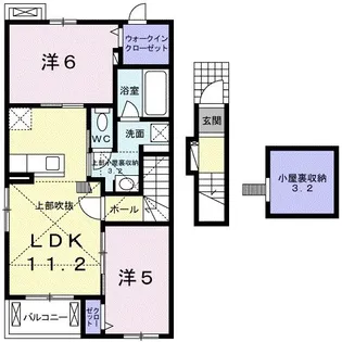 モンテルシールⅡA【2階】の間取り