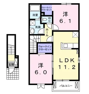 ウエストリバー【2階】の間取り