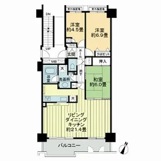 桃花台パークヒルズ五番館【4階】の間取り
