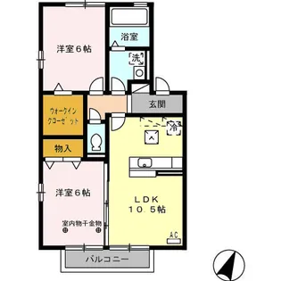 ソレイユ西島Ⅱ【102号室】の間取り
